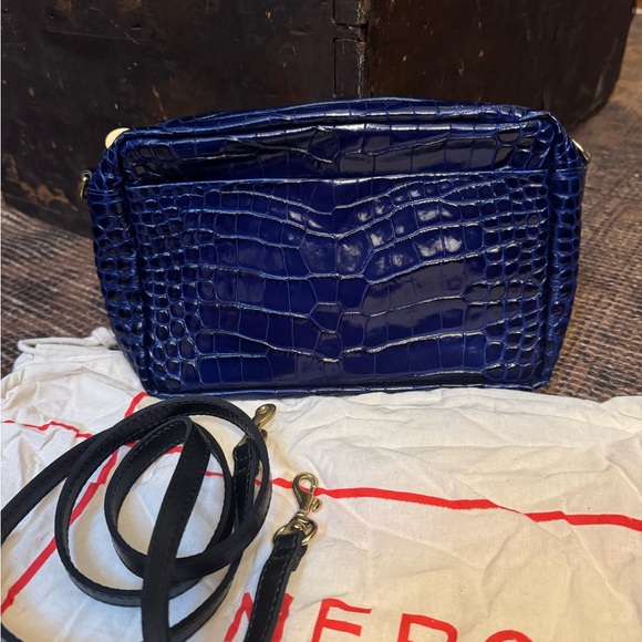 Clare V. Handbags - Clare V. Mirabel Cobalt Blue Croc-Embossed Crossbody Bag